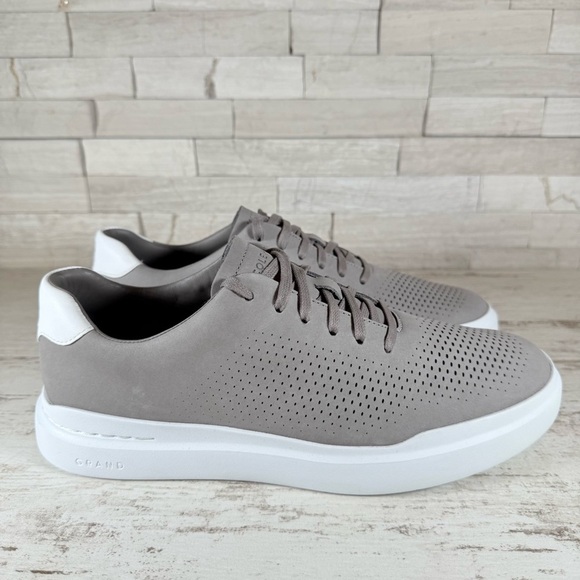 Cole Haan Men's 8M GrandPrø Rally Laser Cut Nubuck Sneakers Ironstone Gray NEW - Picture 2 of 11